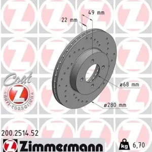 Zniżka Tarcza hamulcowa ZIMMERMANN 200.2514.52
