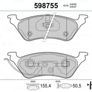Zestaw klocków hamulcowych, hamulce tarczowe VALEO 598755 Oferta czasowa