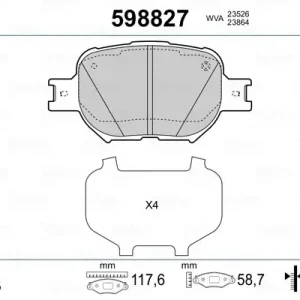 Oferta czasowa Zestaw klocków hamulcowych, hamulce tarczowe VALEO 598827