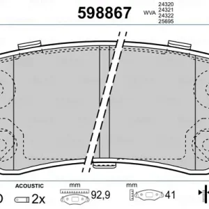 Zestaw klocków hamulcowych, hamulce tarczowe VALEO 598867 Oferta czasowa