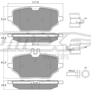 Łatwy zwrot Zestaw klocków hamulcowych, hamulce tarczowe TOMEX BRAKES TX 60-22