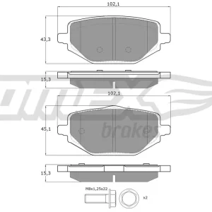 Cena promocyjna Zestaw klocków hamulcowych, hamulce tarczowe TOMEX BRAKES TX 60-42