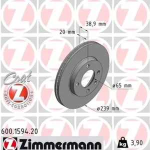 Tarcza hamulcowa ZIMMERMANN 600.1594.20 Darmowy zwrot
