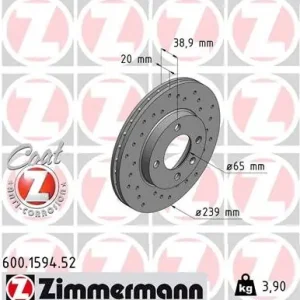 Tarcza hamulcowa ZIMMERMANN 600.1594.52 Darmowa dostawa
