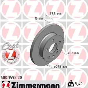 Tarcza hamulcowa ZIMMERMANN 600.1598.20 Szybka wysyłka