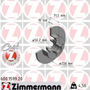 Tarcza hamulcowa ZIMMERMANN 600.1599.20 Zniżka