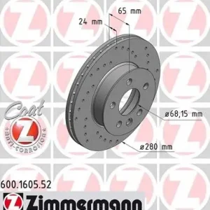Tarcza hamulcowa ZIMMERMANN 600.1605.52 Łatwy zwrot