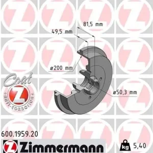 Bęben hamulcowy ZIMMERMANN 600.1959.20 Tylko do końca tygodnia