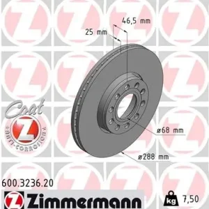 Zniżka Tarcza hamulcowa ZIMMERMANN 600.3236.20