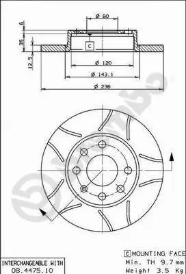 Tarcza hamulcowa BREMBO 08.4475.75 569030 Oferta limitowana