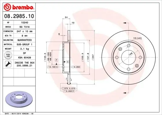 Cena promocyjna Tarcza hamulcowa BREMBO 08.2985.10 4246A5