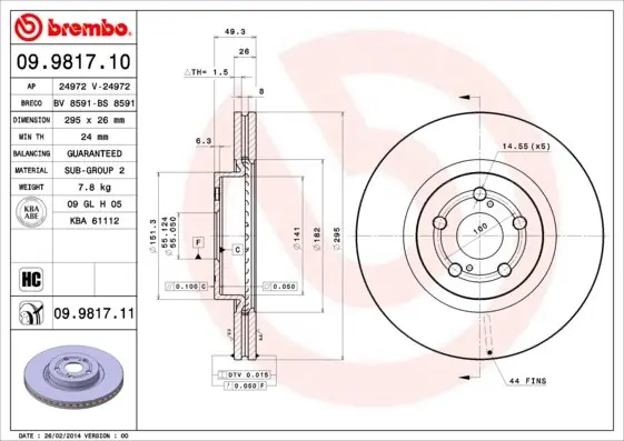 Bezpieczne zakupy Tarcza hamulcowa BREMBO 09.9817.11 4351205050