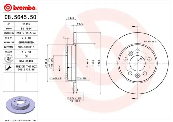 Kup teraz Tarcza hamulcowa BREMBO 08.5645.50 7701204296