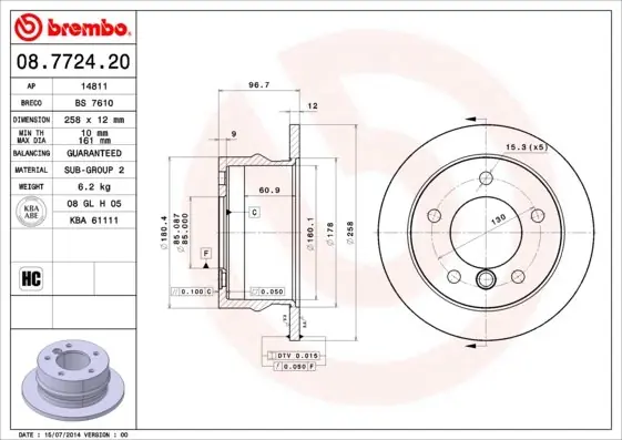 Sprawdź teraz Tarcza hamulcowa BREMBO 08.7724.20 9014230612