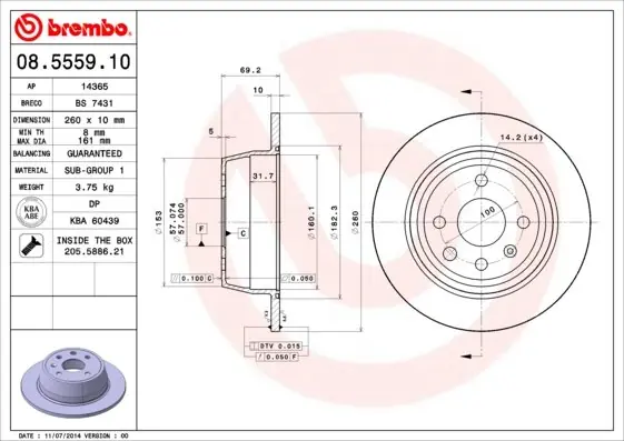 Najlepsza cena Tarcza hamulcowa BREMBO 08.5559.10 569206